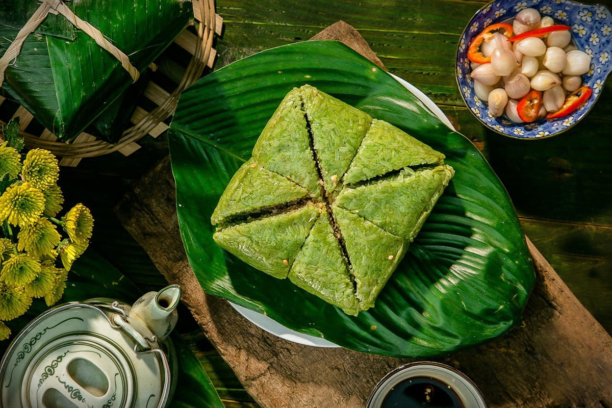 Banh Chung is a square sticky rice cake traditionally made for Vietnamese Lunar New Year